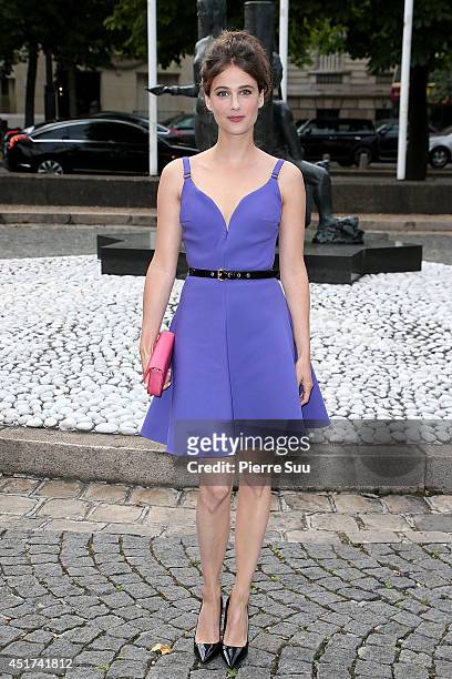 Melanie Bernier arrives at the Miu Miu Show for the Paris Fashion Week, Haute Couture F/W 2014-2015 on July 5, 2014 in Paris, France.