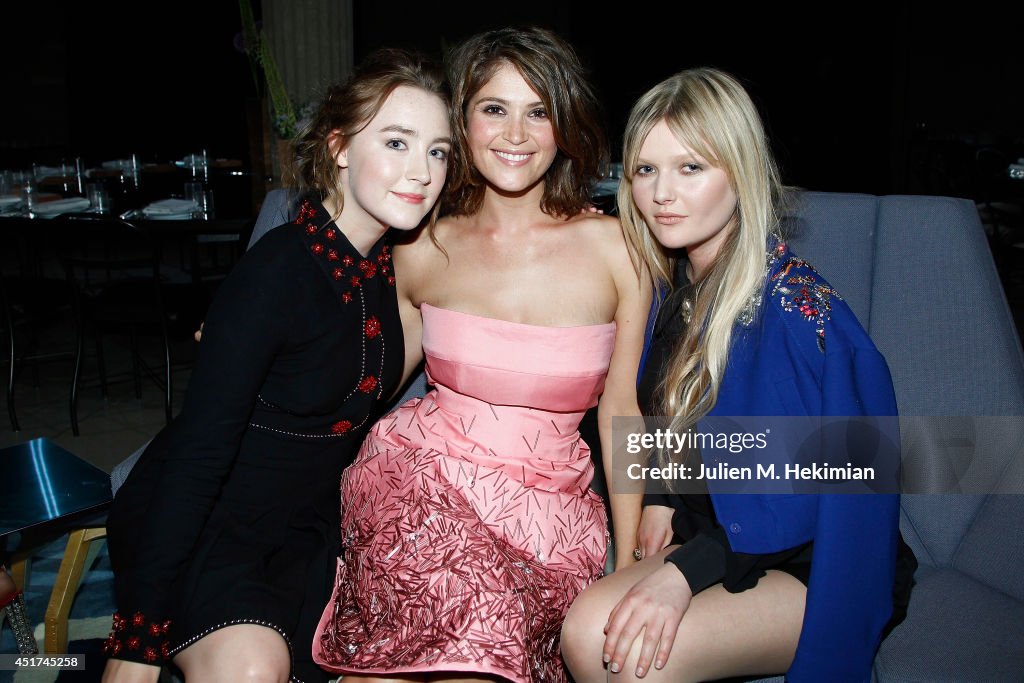 Saoirse Ronan, Gemma Arterton and Sophie Kennedy Clark attend Miu Miu