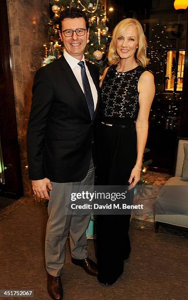 Tiffany & Co. UK General Manager Barratt West and Joely Richardson attend as Joely Richardson officially opens the Tiffany & Co. Christmas Shop on...