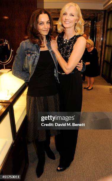 Catherine Bailey and Joely Richardson attend as Joely Richardson officially opens the Tiffany & Co. Christmas Shop on Bond Street, London on November...