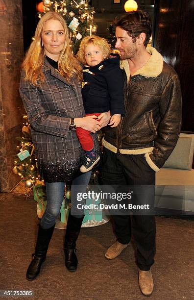 Jodie Kidd, son Indio and David Blakeley attend as Joely Richardson officially opens the Tiffany & Co. Christmas Shop on Bond Street, London on...