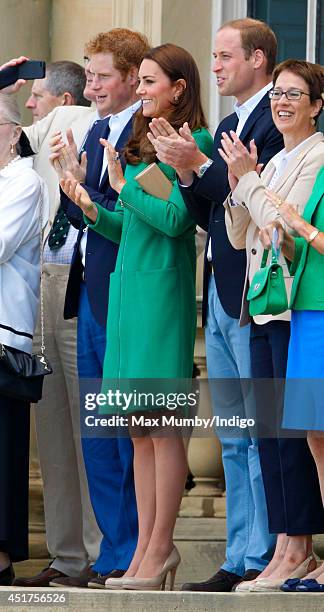 Prince Harry, Catherine, Duchess of Cambridge and Prince William, Duke of Cambridge attend the Tour de France Grand Depart at Harewood House on July...