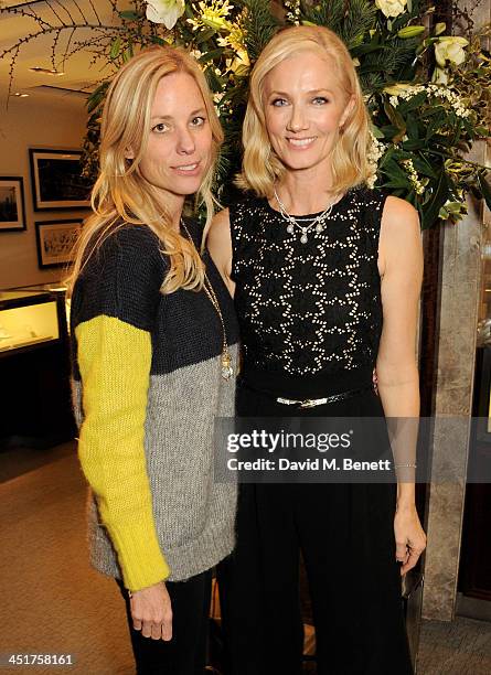 Kate Driver and Joely Richardson attend as Joely Richardson officially opens the Tiffany & Co. Christmas Shop on Bond Street, London on November 24,...