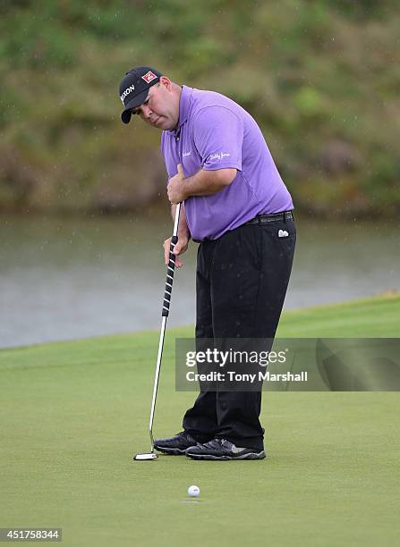 Kevin Stadler of USA putts on the 1st green during the Alstom Open de France - Day Four at Le Golf National on July 6, 2014 in Paris, France.