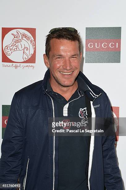 Benjamin Castaldi attends the Paris Eiffel Jumping presented by Gucci at Champ-de-Mars on July 6, 2014 in Paris, France.