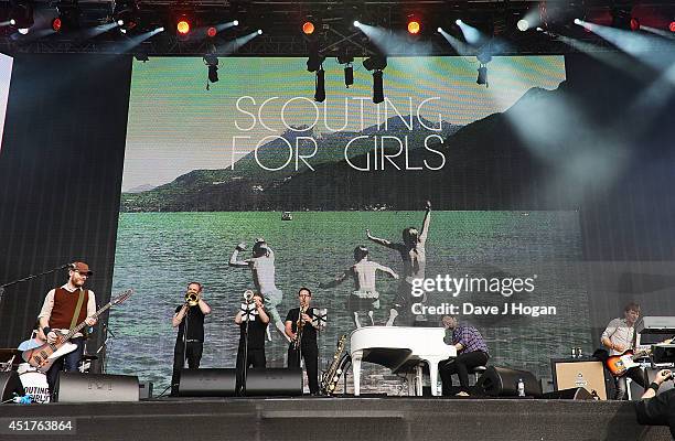 Scouting for Girls performs on stage at British Summer Time Festival at Hyde Park on July 6, 2014 in London, United Kingdom.