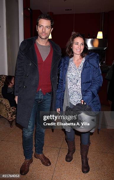 Luca Capuano and wife Carlotta Lo Greco attend the Ivana Chubbuck Acting Seminar at Teatro Ambra Jovinelli on November 24, 2013 in Rome, Italy.