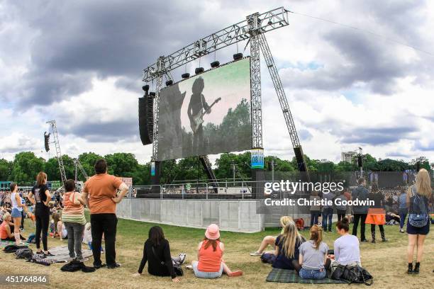 General view of atmosphere and crowd on Day 4 of British Summer Time festival at Hyde Park on July 6, 2014 in London, United Kingdom.