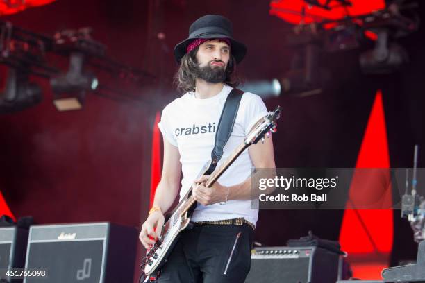 Sergio Pizzorno from Kasabian performs at the Roskilde Festival 2014 on July 6, 2014 in Roskilde, Denmark.