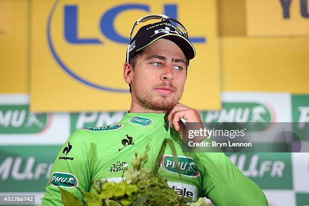Peter Sagan of the Czech Republic took the green jersey after the second stage of the 2014 Tour de France, a 201km stage between York and Sheffield,...