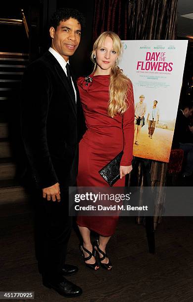 Carlos Acosta and his wife Charlotte Holland attend an after party celebrating the UK Premiere of "Day Of The Flowers" at The Mayfair Hotel on...