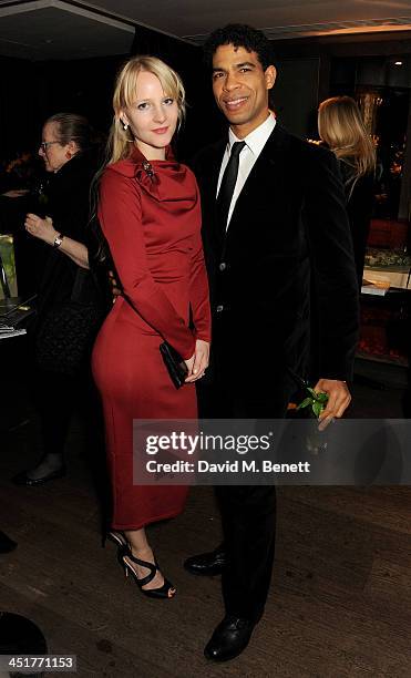 Charlotte Holland and Carlos Acosta attend an after party celebrating the UK Premiere of "Day Of The Flowers" at The Mayfair Hotel on November 24,...