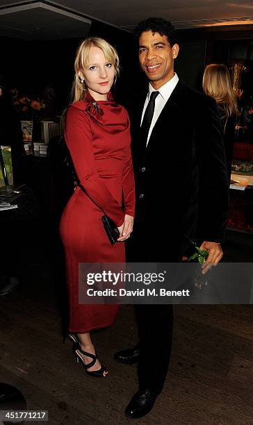 Charlotte Holland and Carlos Acosta attend an after party celebrating the UK Premiere of "Day Of The Flowers" at The Mayfair Hotel on November 24,...