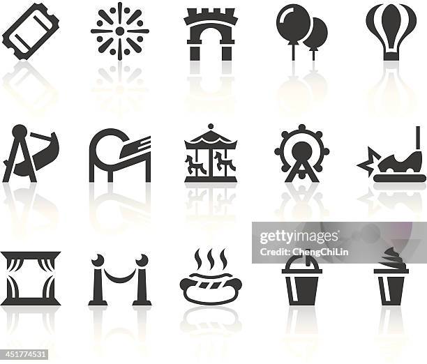 vergnügungspark icons/einfache schwarz-serie - karusell stock-grafiken, -clipart, -cartoons und -symbole