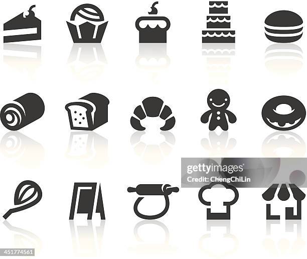 bake shop icons | simple black series - macaroon stock illustrations