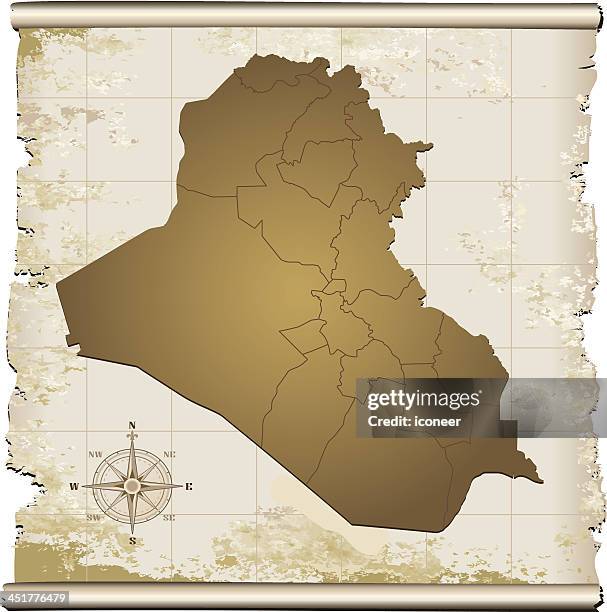 iraq grunge map - scroll border stock illustrations