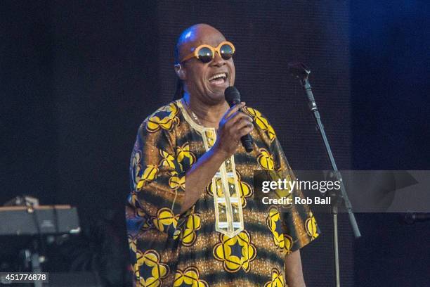 Stevie Wonder performs at the Roskilde Festival 2014 on July 6, 2014 in Roskilde, Denmark.