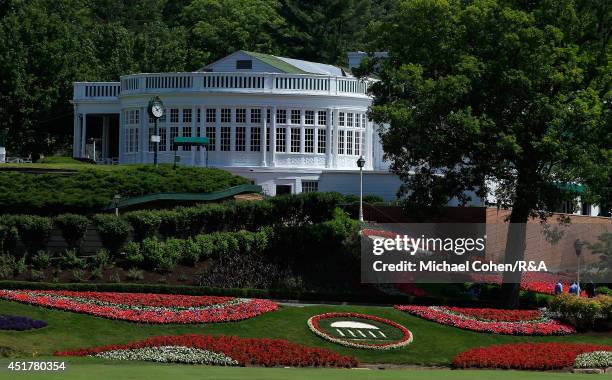 General view of the first hole during the final round of the Greenbrier Classic held at The Old White TPC on July 6, 2014 in White Sulphur Springs,...