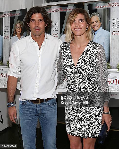 Polo player Nacho Figueras and his wife, photographer Delfina Blaquier attend the "And So It Goes" premiere at Easthampton Guild Hall on July 6, 2014...