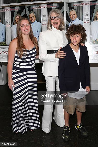 Dexter Keaton, Diane Keaton, and Duke Keaton attend the "And So It Goes" premiere at Easthampton Guild Hall on July 6, 2014 in East Hampton, New York.