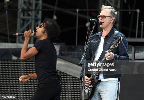 William DuVall and Jerry Cantrell of Alice In Chains perform at Day 3 of the Sonisphere Festival at Knebworth Park on July 6, 2014 in Knebworth,...