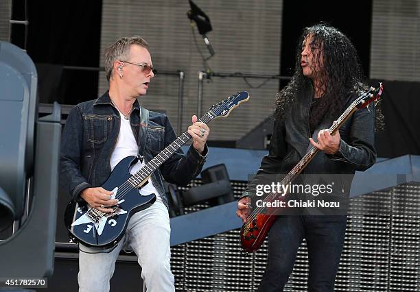 Jerry Cantrell and Mike Inez of Alice In Chains perform at Day 3 of the Sonisphere Festival at Knebworth Park on July 6, 2014 in Knebworth, England.