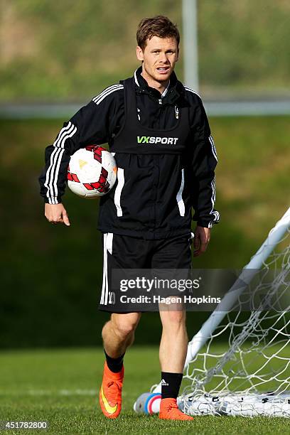 Michael McGlinchey looks on during a Wellington Phoenix A-League training session at Newtown Park on July 7, 2014 in Wellington, New Zealand.
