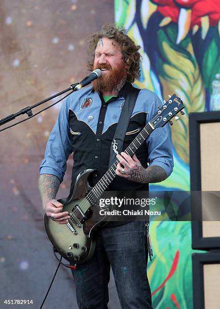 Brent Hinds of Mastodon performs at Day 3 of the Sonisphere Festival at Knebworth Park on July 6, 2014 in Knebworth, England.