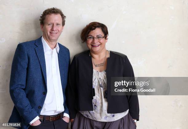 Green Party Co-Leaders Russel Norman and Metiria Turei pose during a portrait session at The Generator on June 26, 2014 in Auckland, New Zealand.