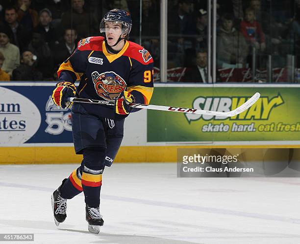 Connor McDavid of the Erie Otters skates against the London Knights in an OHL game at the Budweiser Gardens on November 22, 2013 in London, Ontario,...