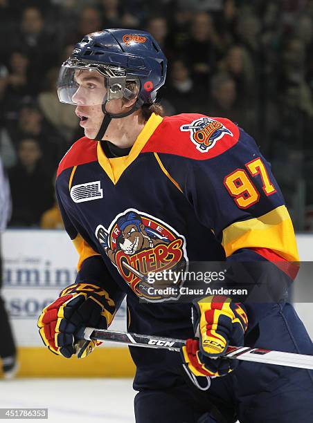 Connor McDavid of the Erie Otters skates against the London Knights in an OHL game at the Budweiser Gardens on November 22, 2013 in London, Ontario,...