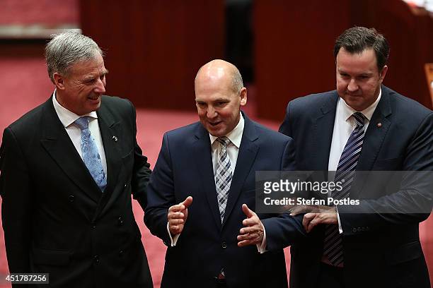 Tasmanian Liberal Senator Stephen Parry is elected President of the Senate on July 7, 2014 in Canberra, Australia. Twelve Senators will be sworn in...