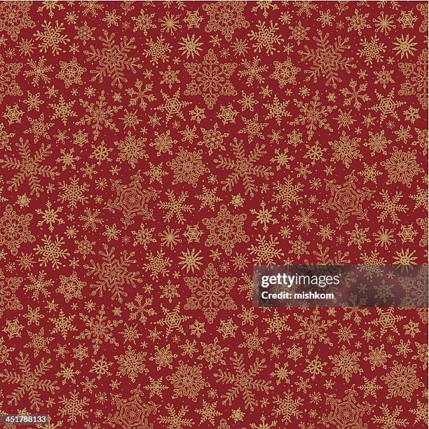 seamless snowflake pattern on a red background - christmas wrapping paper stock illustrations