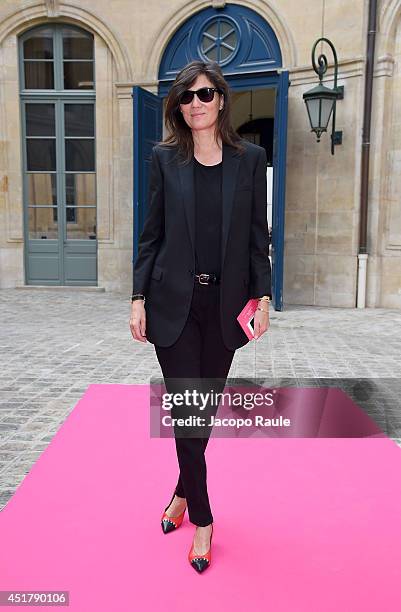 Emmanuelle Alt attends the Schiaparelli show as part of Paris Fashion Week - Haute Couture Fall/Winter 2014-2015 on July 7, 2014 in Paris, France.