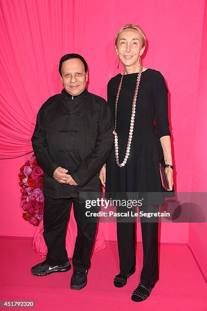 Azzedine Alaia and Carla Sozzani attend the Schiaparelli show as part of Paris Fashion Week - Haute Couture Fall/Winter 2014-2015 on July 7, 2014 in...