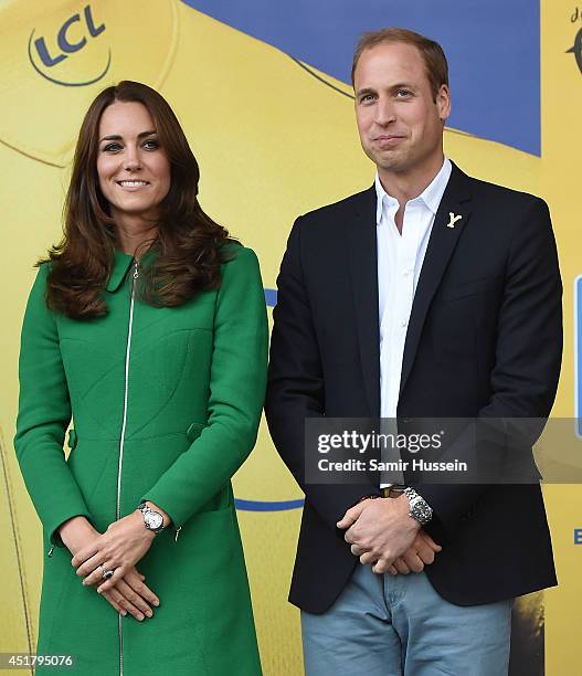 Catherine, Duchess of Cambridge and Prince William, Duke of Cambridge attend the finish of Stage 1 of the Tour de France on July 5, 2014 at...