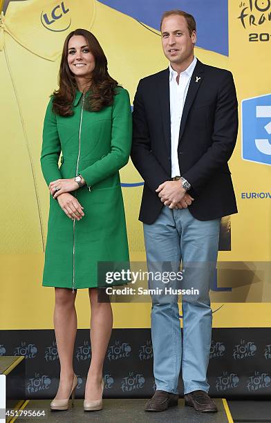 Catherine, Duchess of Cambridge and Prince William, Duke of Cambridge attend the finish of Stage 1 of the Tour de France on July 5, 2014 at...