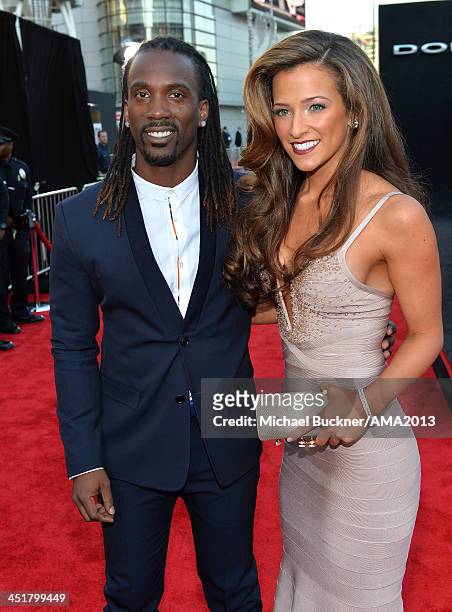 Professional baseball player Andrew McCutchen and Maria Hanslovan attend the 2013 American Music Awards at Nokia Theatre L.A. Live on November 24,...