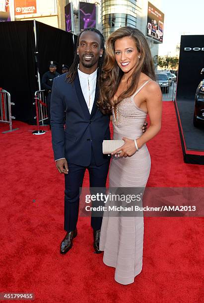 Professional baseball player Andrew McCutchen and Maria Hanslovan attend the 2013 American Music Awards at Nokia Theatre L.A. Live on November 24,...