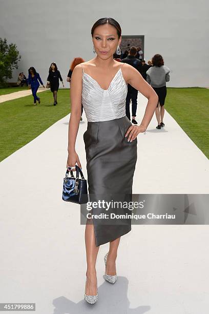 Bao Bao Wan attends at the Christian Dior show as part of Paris Fashion Week - Haute Couture Fall/Winter 2014-2015 at on July 7, 2014 in Paris,...