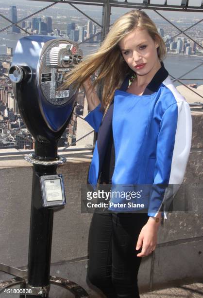 Georgia May Jagger poses at the Empire State Building on May 2,2013 in New York,USA. She was there to raise awareness for the fight against blood...