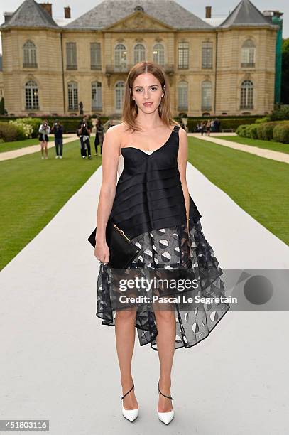 Emma Watson attends the Christian Dior show as part of Paris Fashion Week - Haute Couture Fall/Winter 2014-2015 on July 7, 2014 in Paris, France.