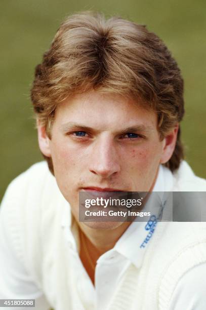 Sussex player Peter Moores poses for his picture during the Sussex CCC photocall in 1986, in Sussex, England.