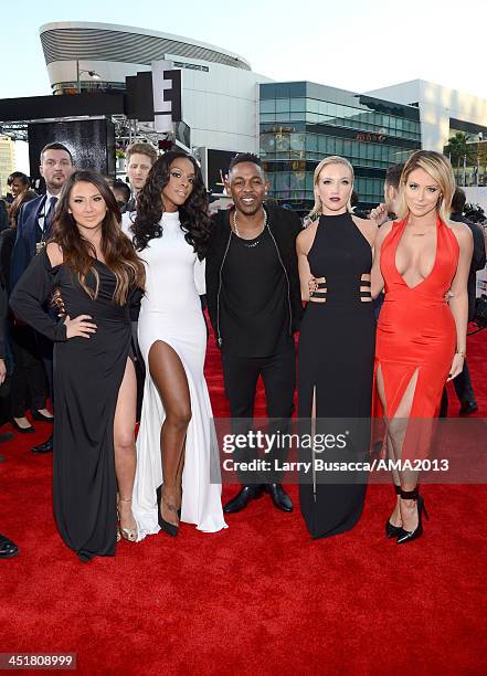 Recording artists Andrea Fimbres and Dawn Richards of Danity Kane, Kendrick Lamar and Shannon Bex and Aubrey O'Day of Danity Kane attend the 2013...