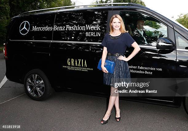 Jennifer Ulrich arrives for the Opening Night by Grazia fashion show during the Mercedes-Benz Fashion Week Spring/Summer 2015 at Erika Hess...