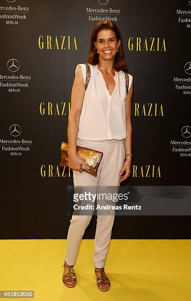 Kerstin Pooth arrives for the Opening Night by Grazia fashion show during the Mercedes-Benz Fashion Week Spring/Summer 2015 at Erika Hess Eisstadion...