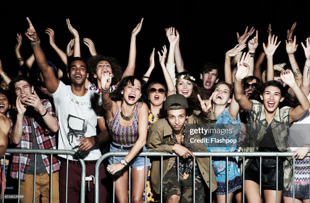 Group of people having fun at music concert