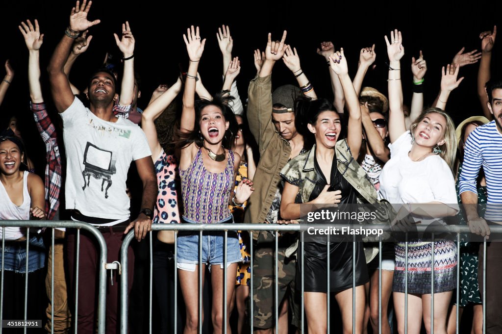 Group of people having fun at music concert