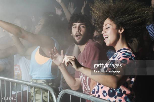 group of people having fun at music concert - popular music concert foto e immagini stock