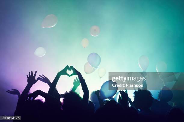 group of people having fun at music concert - concierto de música pop rock fotografías e imágenes de stock